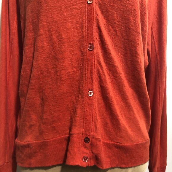 EILEEN FISHER Linen Cardigan Womens XS Orange Dolman Sleeves Hoodie Sweater - Picture 2 of 14